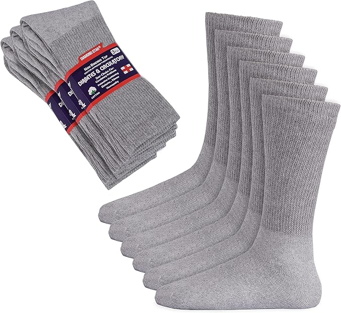 3 Pair White Dia-Medic Crew Diabetic Socks Size 9-11 Non Binding Smooth Toe Seam