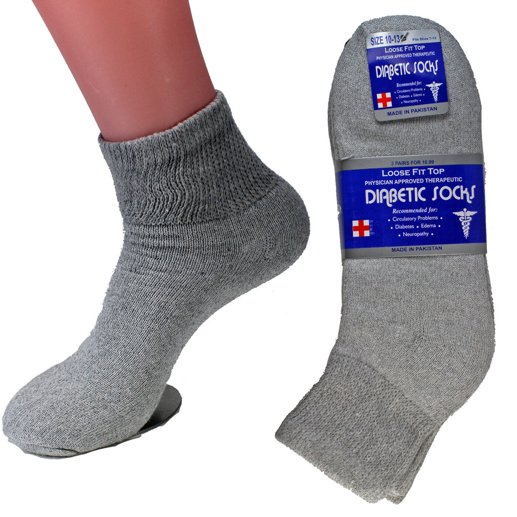Mens Extra Wide Comfort Fit Wide Feet Diabetic Socks (3 Pairs) (US 7-12)  (Black)